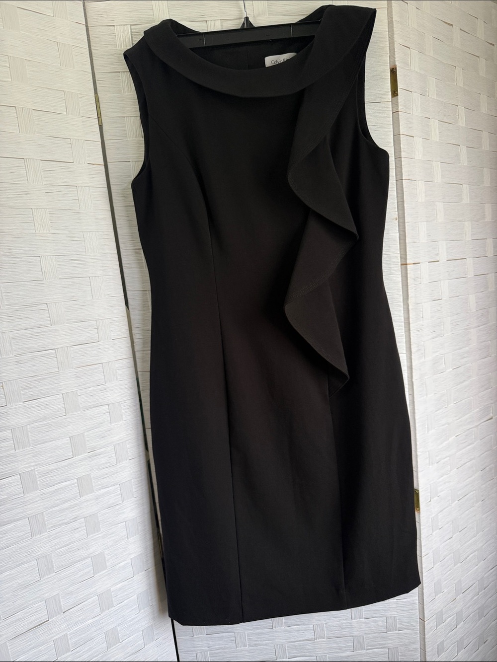 Calvin Klien Sleeveless Black Ruffle Sheath Dress - Classic Work to Evening 4